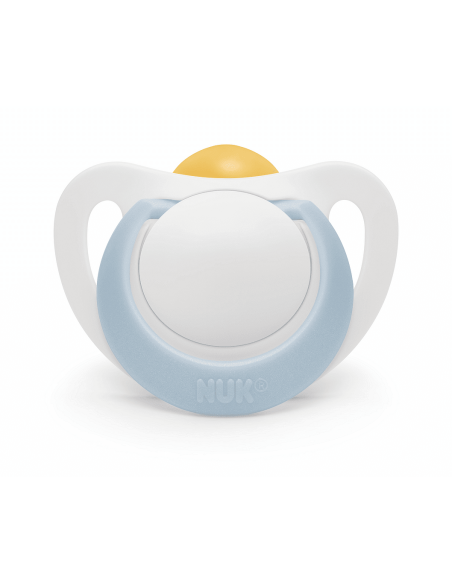 NUK биберон залъгалка каучук 0-6мес. 1бр. STAR + box - Бяло/Розово