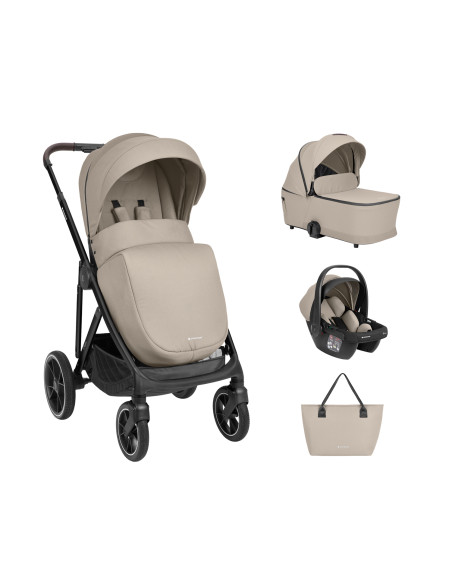 Комбинирана количка 3в1 с кош за новородено Chiara Beige