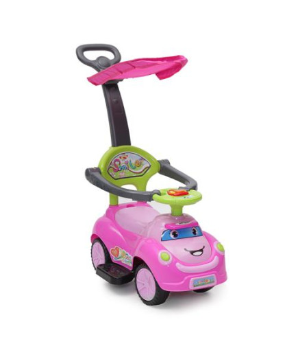 Кола за бутане с дръжка Smile розов