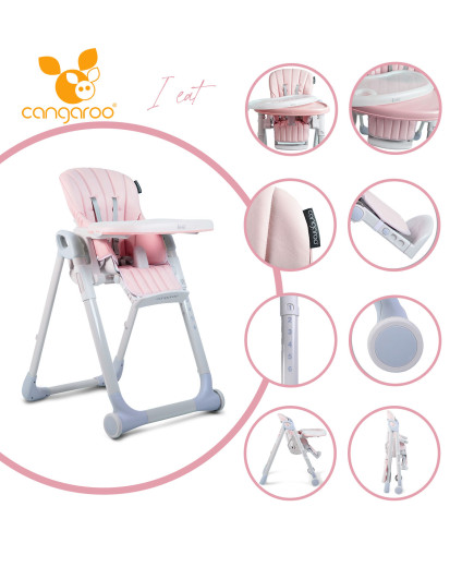 Детски стол за хранене I Eat розов