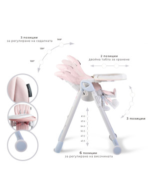 Детски стол за хранене I Eat розов 2