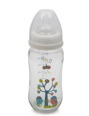 Стъклено шише за хранене с широко гърло 240 ml B0468