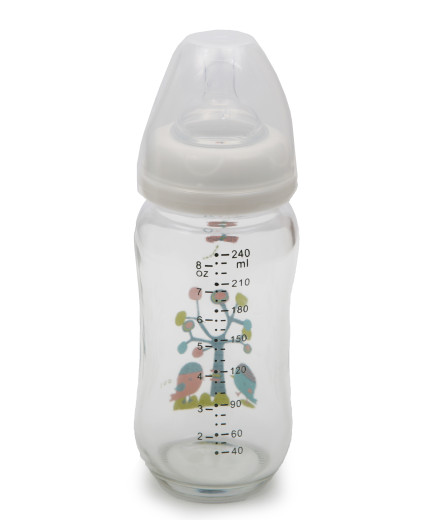 Стъклено шише за хранене с широко гърло 240 ml B0468