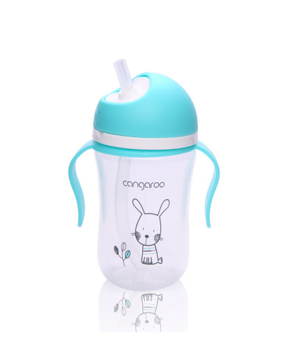Чаша със силиконова сламка 300ML Bunny C0587 син