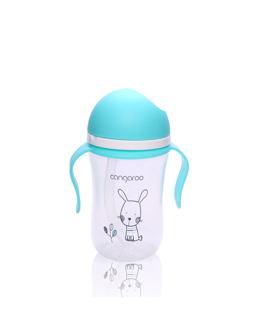Чаша със силиконова сламка 300ML Bunny C0587 син