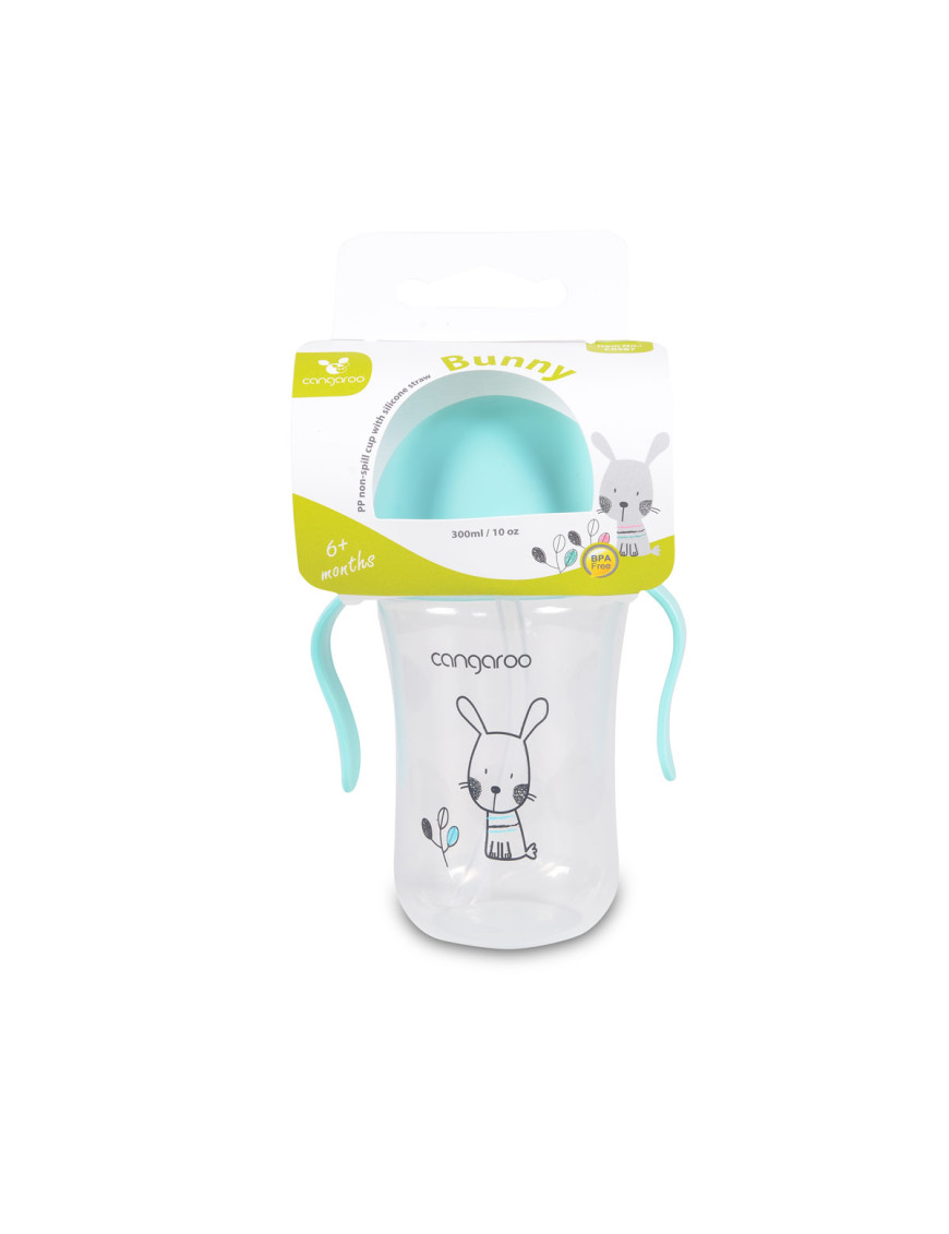 Чаша със силиконова сламка 300ML Bunny C0587 син