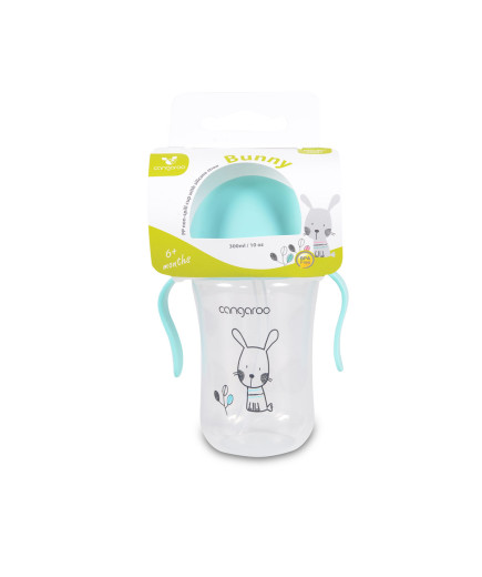 Чаша със силиконова сламка 300ML Bunny C0587 син