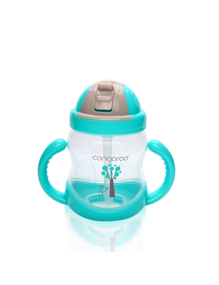 Чаша с пластмасова сламка 280ml C0582 син