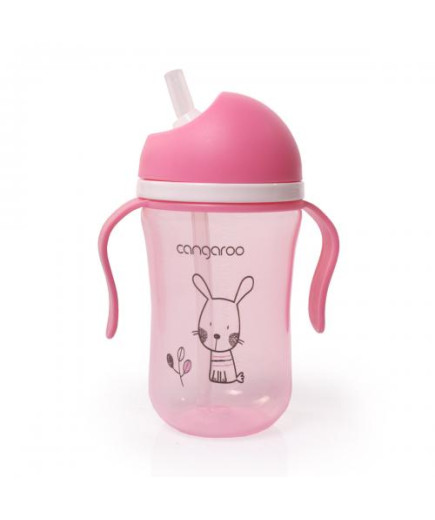 Чаша със силиконова сламка 300ML Bunny C0587 розов