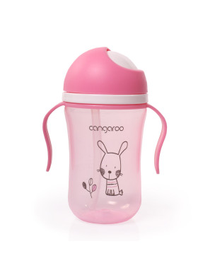 Чаша със силиконова сламка 300ML Bunny C0587 розов 2