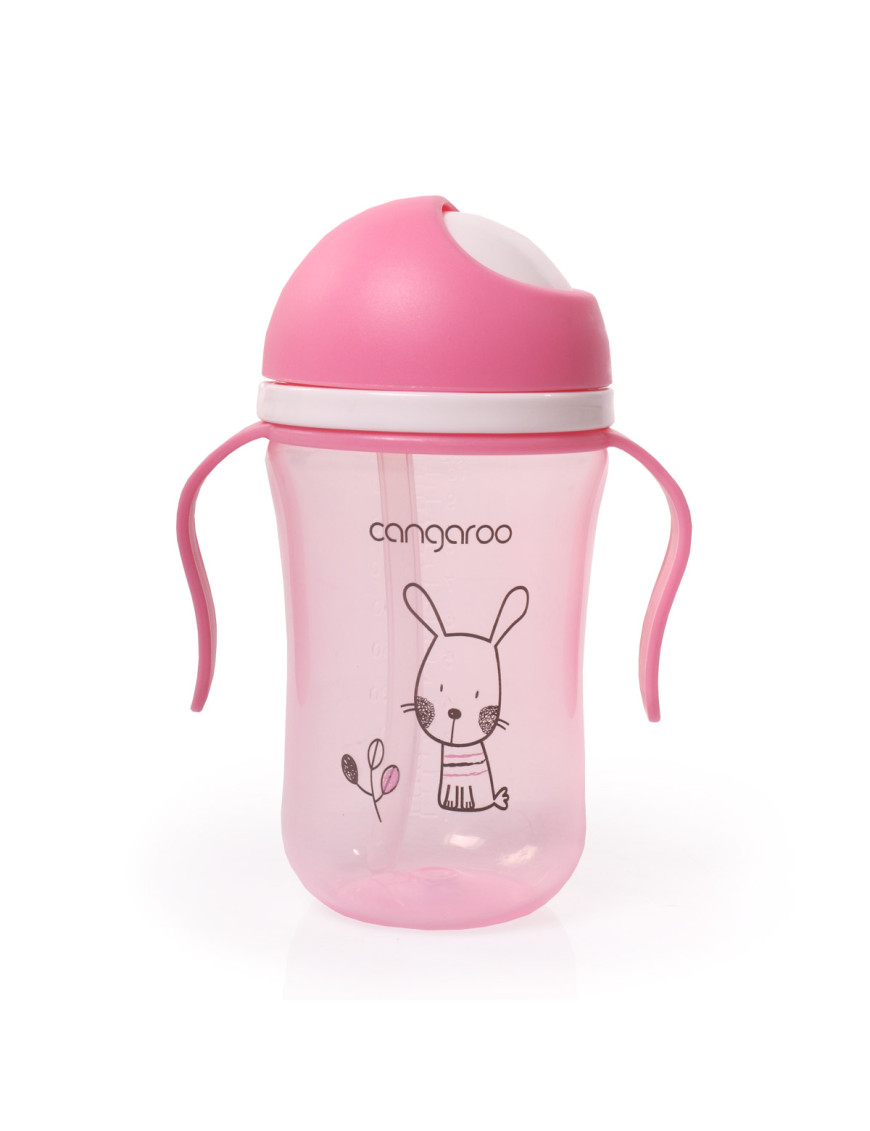 Чаша със силиконова сламка 300ML Bunny C0587 розов