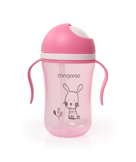 Чаша със силиконова сламка 300ML Bunny C0587 розов