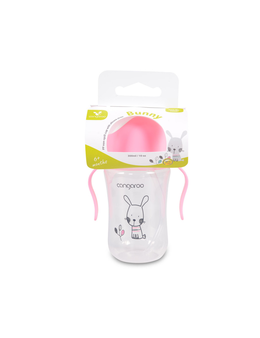Чаша със силиконова сламка 300ML Bunny C0587 розов