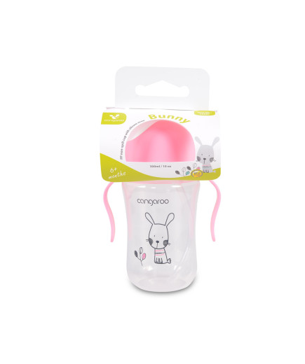 Чаша със силиконова сламка 300ML Bunny C0587 розов
