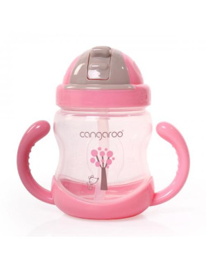 Чаша с пластмасова сламка 280ml Boo C0582 розов