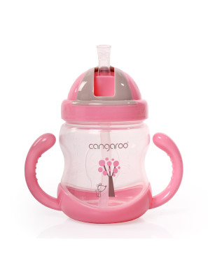 Чаша с пластмасова сламка 280ml Boo C0582 розов 2