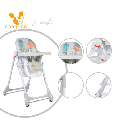 Детски стол за хранене Kimchi сив