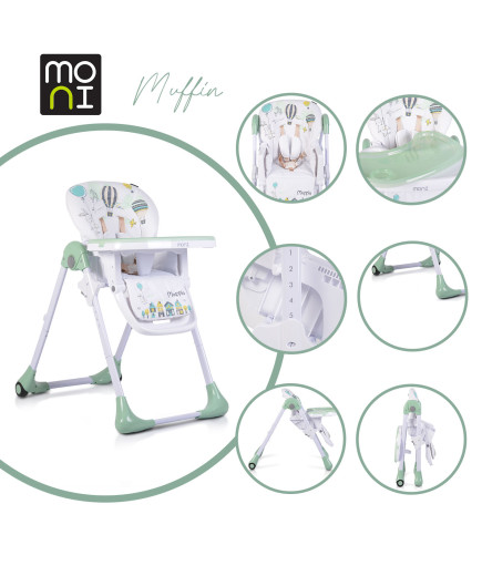 Детски стол за хранене Muffin мента