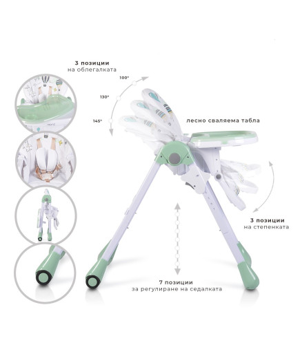Детски стол за хранене Muffin мента