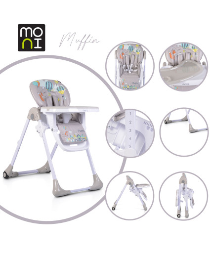 Детски стол за хранене Muffin сив