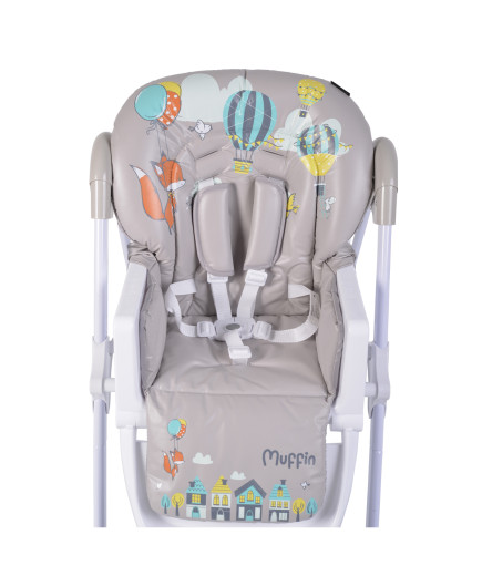 Детски стол за хранене Muffin сив