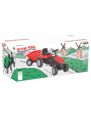 Трактор Active с ремарке 07316 червен 2
