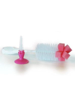 2в1 Четка за шишета и биберони розов