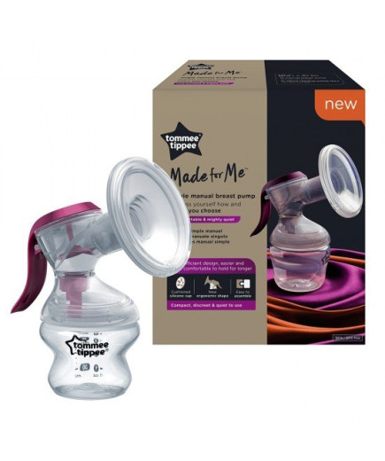 Tommee Tippee Ръчна помпа за изцеждане на кърма Made For Me в комплект с бебешко шише Closer to Nature от 150 мл и с биберон slo