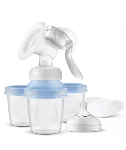 Philips AVENT Ръчна помпа за изцеждане на кърма Natural Motion с контейнери VIA SCF430/13