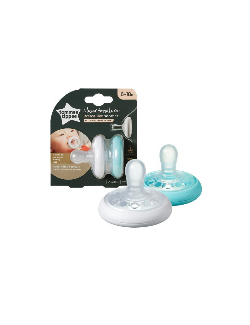 Tommee Tippee Ортодонтични залъгалки Breast-Like 6-18м, 2 бр./оп. 433430