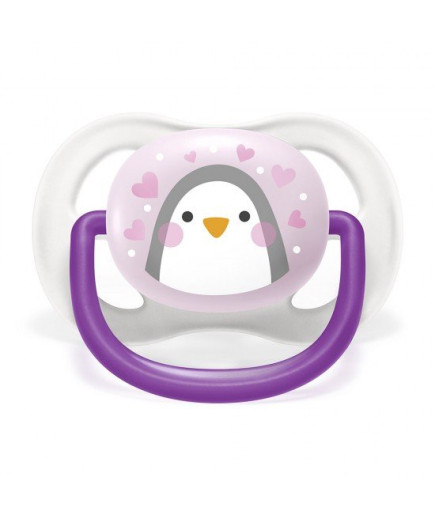 2 бр. ортодонтични залъгалки Philips AVENT SCF080/06 Ultra Air Animals 0-6м с декорация Пингвин и Птица в кутия за стерилизиране