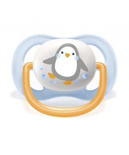 2 бр. ортодонтични залъгалки Philips AVENT SCF080/05 Ultra Air Animals 0-6м с декорация Слон и Пингвин в кутия за стерилизиране