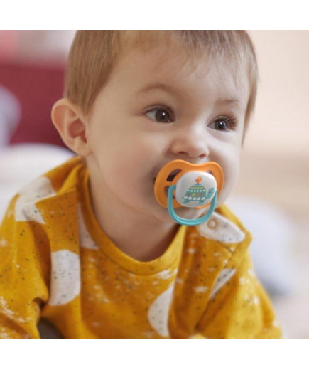 2 бр. ортодонтични залъгалки Philips AVENT SCF080/07 Ultra Air Animals 6-18м с декорация Пингвин и Костенурка в кутия за стерили