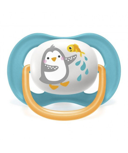 2 бр. ортодонтични залъгалки Philips AVENT SCF080/07 Ultra Air Animals 6-18м с декорация Пингвин и Костенурка в кутия за стерили