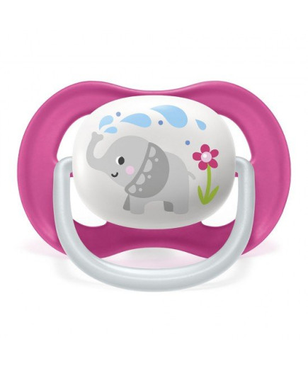 2 бр. ортодонтични залъгалки Philips AVENT SCF080/08 Ultra Air Animals 6-18м с декорация Слон и Пингвин в кутия за стерилизиране