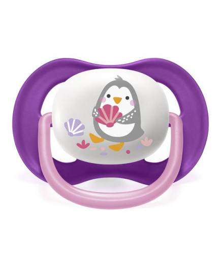 2 бр. ортодонтични залъгалки Philips AVENT SCF080/08 Ultra Air Animals 6-18м с декорация Слон и Пингвин в кутия за стерилизиране