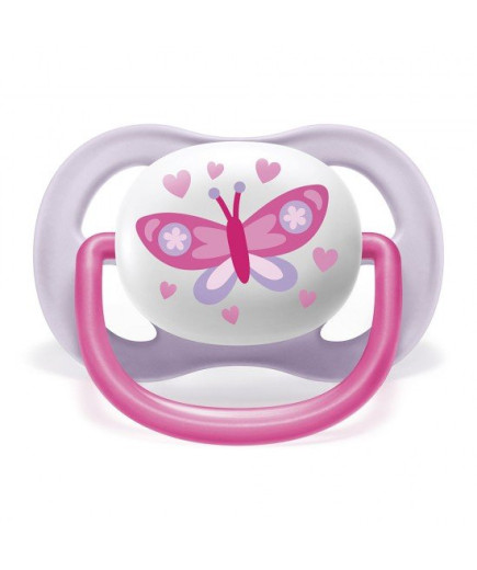 2 бр. ортодонтични залъгалки Philips AVENT SCF080/02 Ultra Air Happy 0-6м с декорация Пеперуда и Надпис Love в кутия за стерилиз