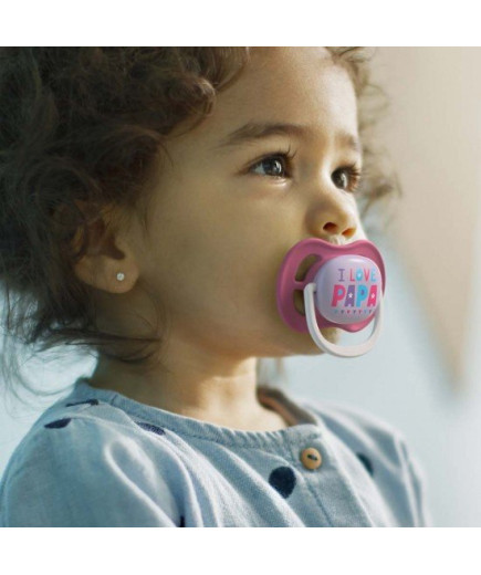 2 бр. ортодонтични залъгалки Ultra Air Happy 6-18м с декорация Надпис и Балон в кутия за стерилизиране