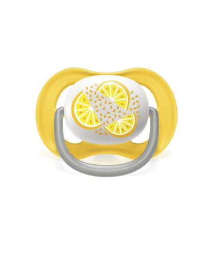 2 бр. ортодонтични залъгалки Ultra Air Happy 6-18м с декорация Лимони в кутия за стерилизиране