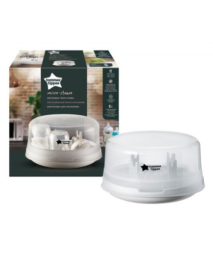 Парен стерилизатор за микровълнова фурна Tommee Tippee Micro Steri, с включена ортодонтична залъгалка 0-6м
