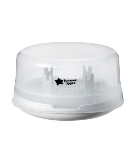 Парен стерилизатор за микровълнова фурна Tommee Tippee Micro Steri, с включена ортодонтична залъгалка 0-6м