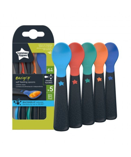 Комплект от 5 броя лъжички за самостоятелно хранене от бебето Tommee Tippee, 6м+