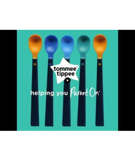 Комплект от 5 броя бебешки лъжички за захранване с мек връх и дълга дръжка Tommee Tippee Softee™, 4м+