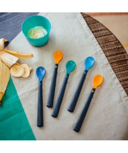 Комплект от 5 броя бебешки лъжички за захранване с мек връх и дълга дръжка Tommee Tippee Softee™, 4м+