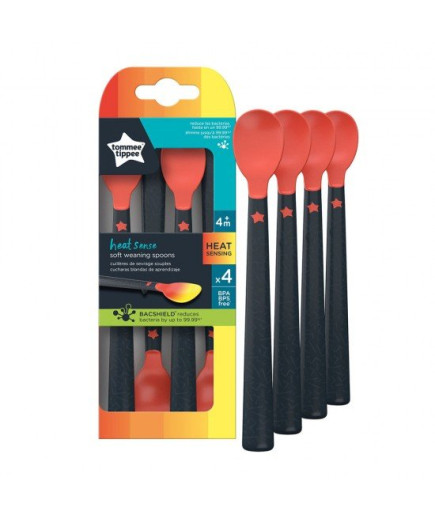 Комплект от 4 броя Термосензорни лъжици Tommee Tippee с удължени дръжки, 4м+