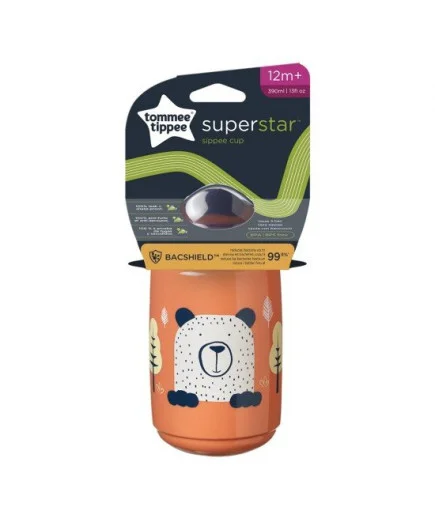 Неразливаща се чаша с твърд накрайник SuperStar Sippee Cup, с антибактериално покритие Bacshield, 390 мл, 12м+, оранжева