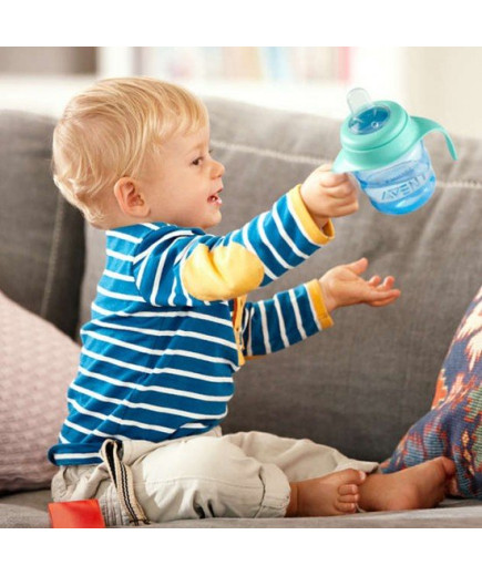 Philips AVENT Чаша за лесен преход с дръжки 6м+, 200 мл, СИНЯ SCF551/05