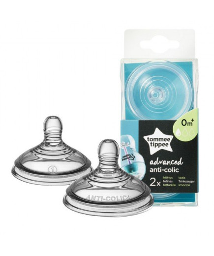 Комплект от 2 броя Биберони Tommee Tippee Advanced Anti-Colic Slow, бавен поток, 1 капка, подходящи за новородени и бебета на въ