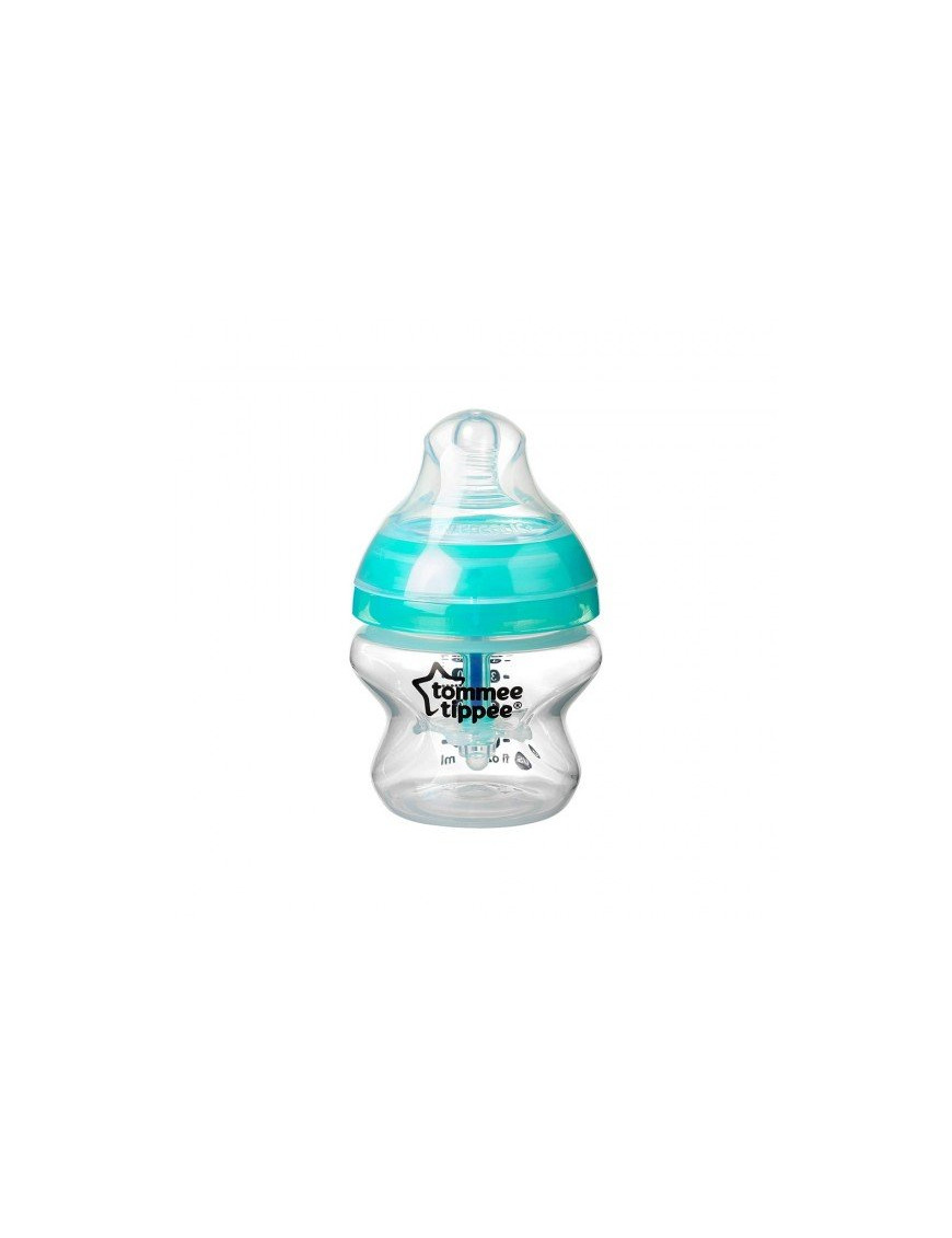 Самостерилизиращо се шише за хранене Tommee Tippee Advanced Anti-Colic+, 150 мл, 0м+, с иновативна система за намаляване на коли