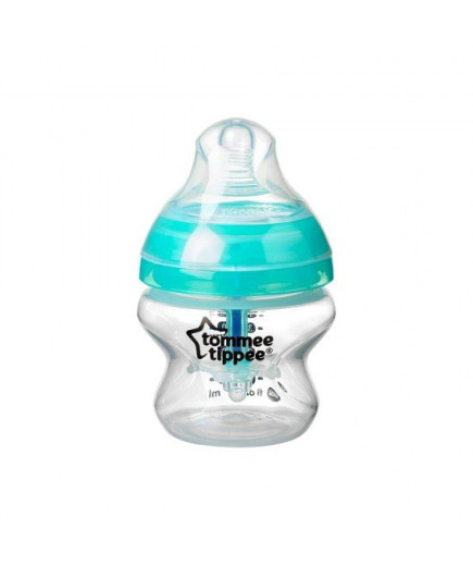Самостерилизиращо се шише за хранене Tommee Tippee Advanced Anti-Colic+, 150 мл, 0м+, с иновативна система за намаляване на коли